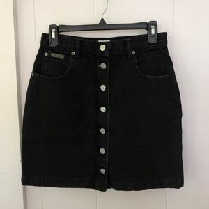 Calvin Klein black jean button up skirt size 8